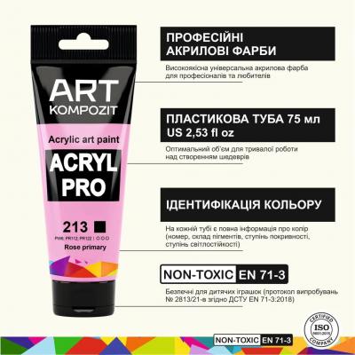 Фарба художня Acryl PRO ART Kompozit 0,075 л ТУБА (017 срібло світле )